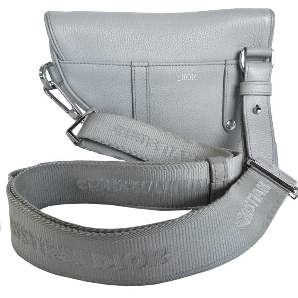 Dior Leather Saddle Gray Bag Silver Gray Silver
